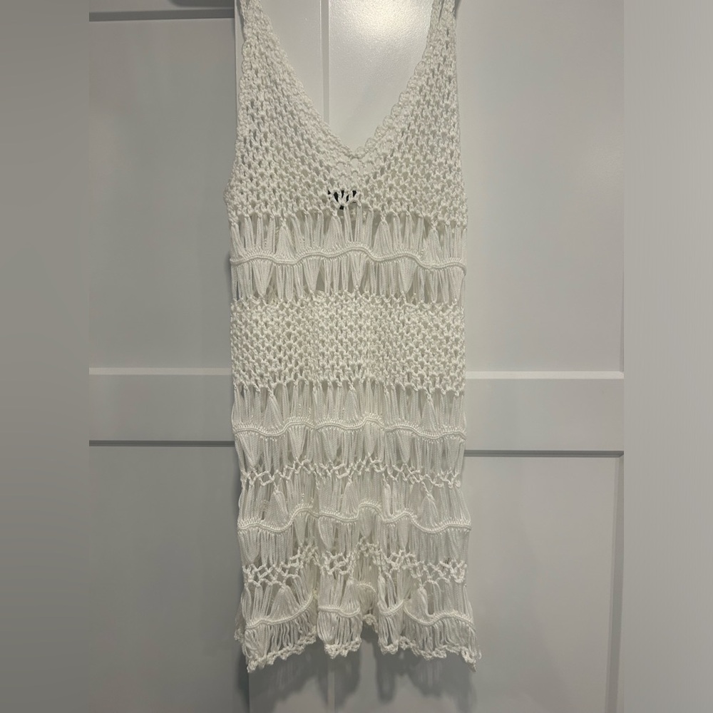 White crotchet tunic- can be used at swim cover up